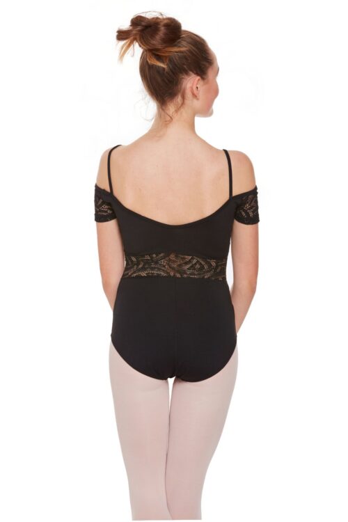 Off-the-shoulder Mesh Waist Leotard