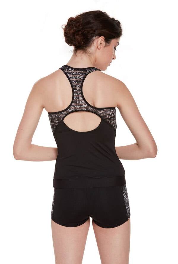 Stripe Mesh Zip Front Top