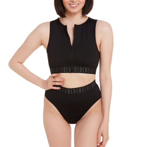 Dance Crop Top with Logo Elastic and Zip front