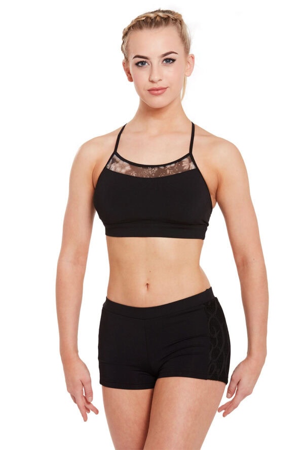 55677677 Printed Mesh Crop Top