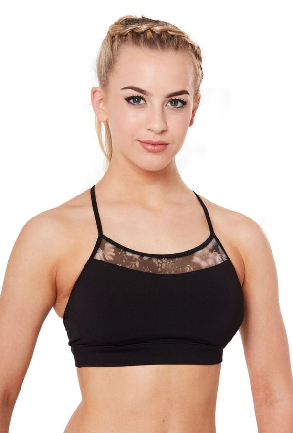 55677679 Printed Mesh Crop Top