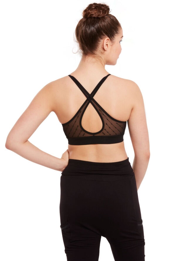 Embroidered Mesh Back Crop Top