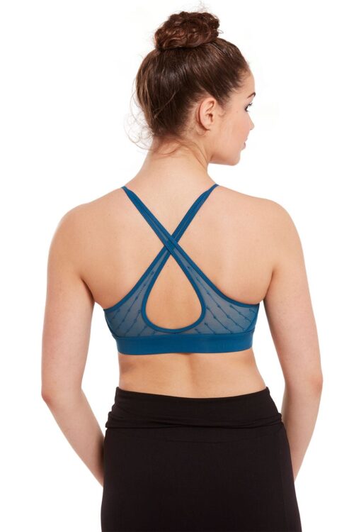 Embroidered Mesh Back Crop Top