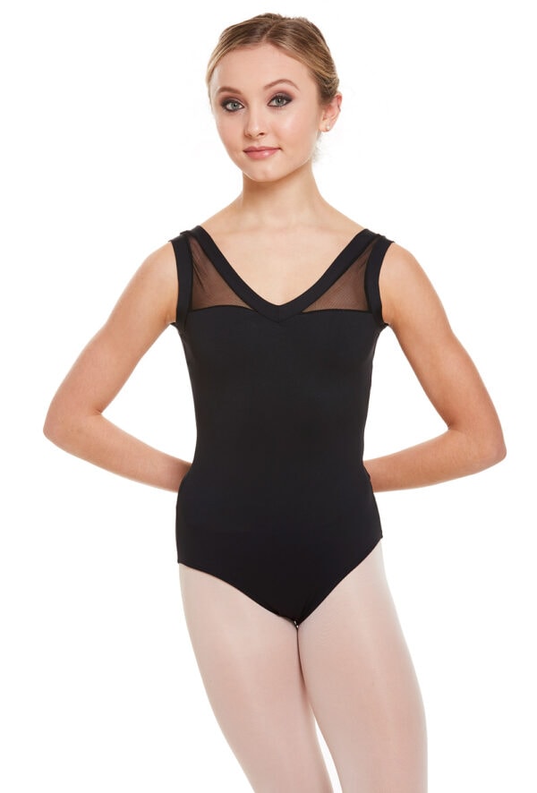 Tank V-neck Mesh Insert Leotard