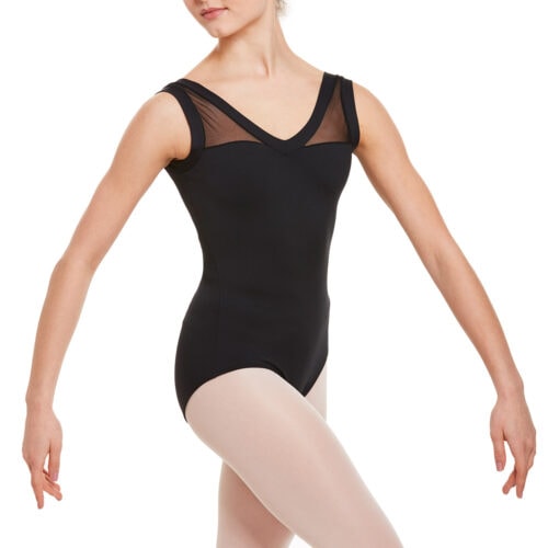 Tank V-neck Mesh Insert Leotard