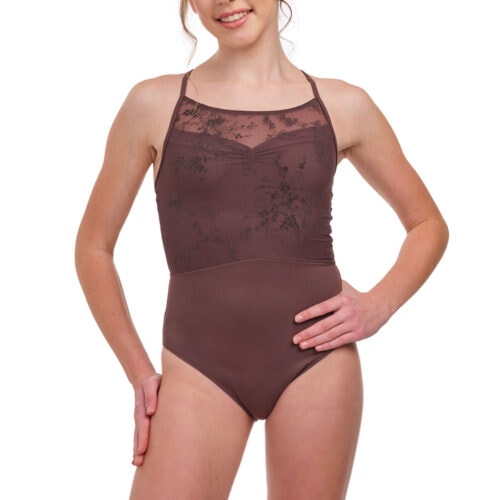 Galatea - Flocked Tulle Camisole Leotard