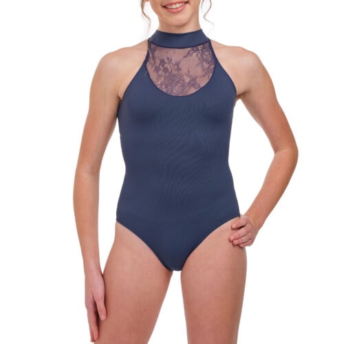 Greta - Halter Lace Yoke Leotard