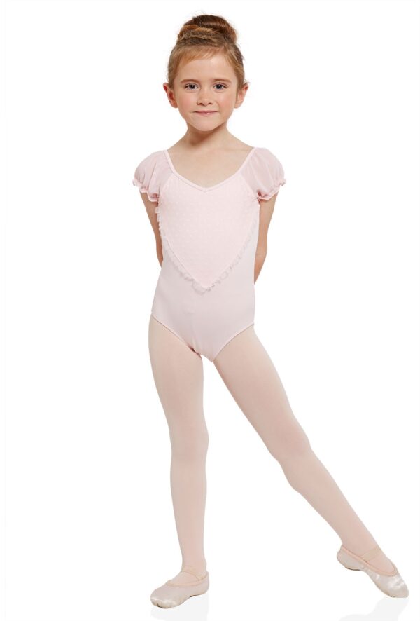_4_1447258971 Girls heart mesh puff sleeve leotard