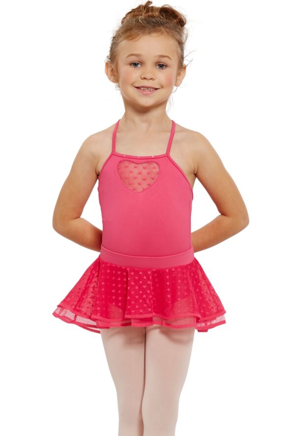 Girls heart mesh double layer skirt