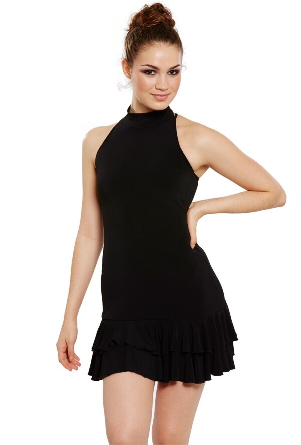 _4_1449768760 Halter Neck X-back Ruffle Dress