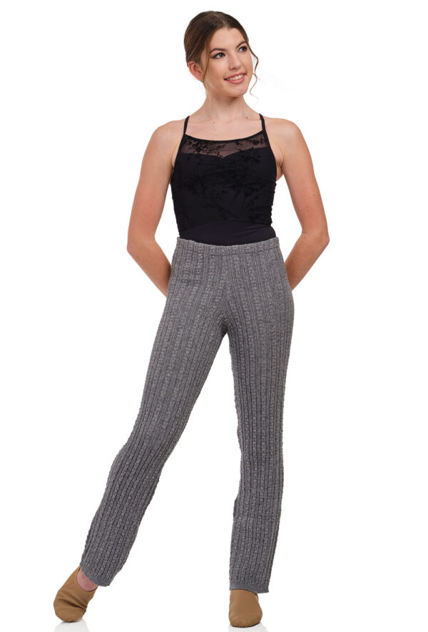 5556-Fernande-grey-front Fernande -Twist Knit Warm-up Pant