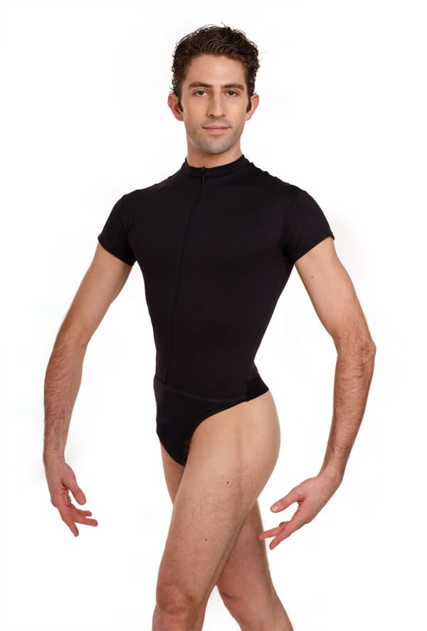 Endo-blk Oberon - Men's Zip Front Leotard with Padded Front