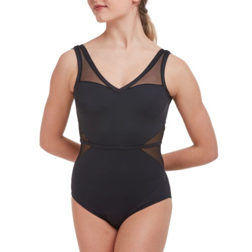 Intermezzo V-Neck Mesh Panel Leotard 31514