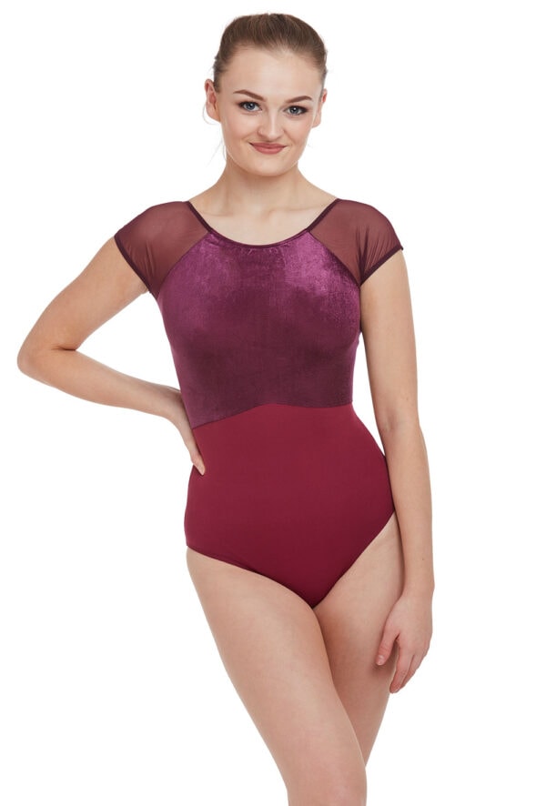Raglan Cap Sleeve Multi Textile Leotard