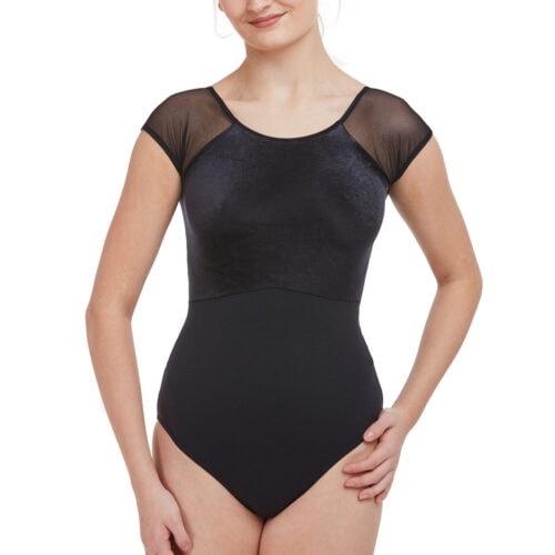 Raglan Cap Sleeve Multi Textile Leotard