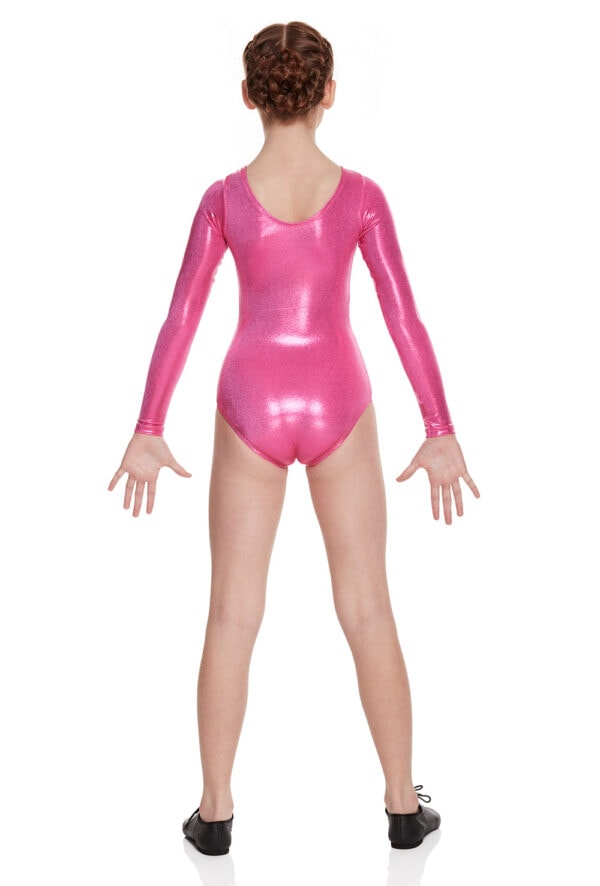 Girls Foil Long Sleeve Leotard
