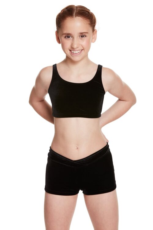 lg116c-and-lg115c-blk-front_1 Girls Velvet Crop Top