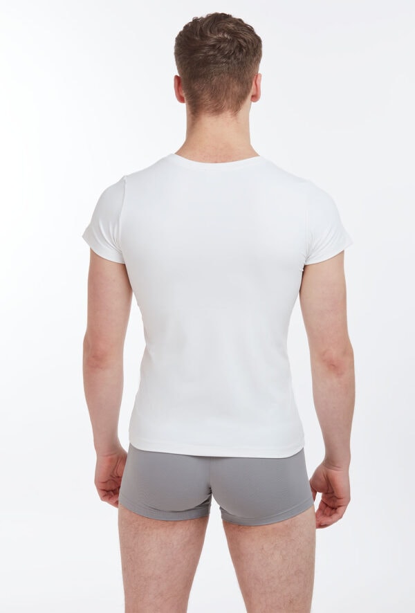 mt008-white-back Men's Fitted Cap Sleeve T-shirt