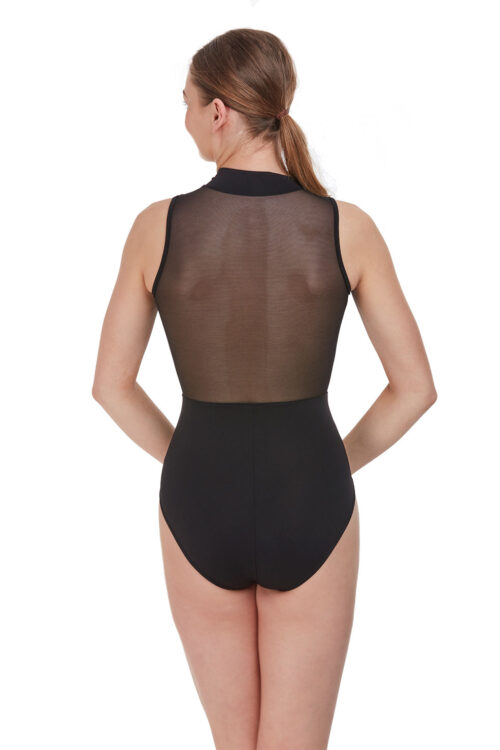 Polo Zip Front Mesh Leotard