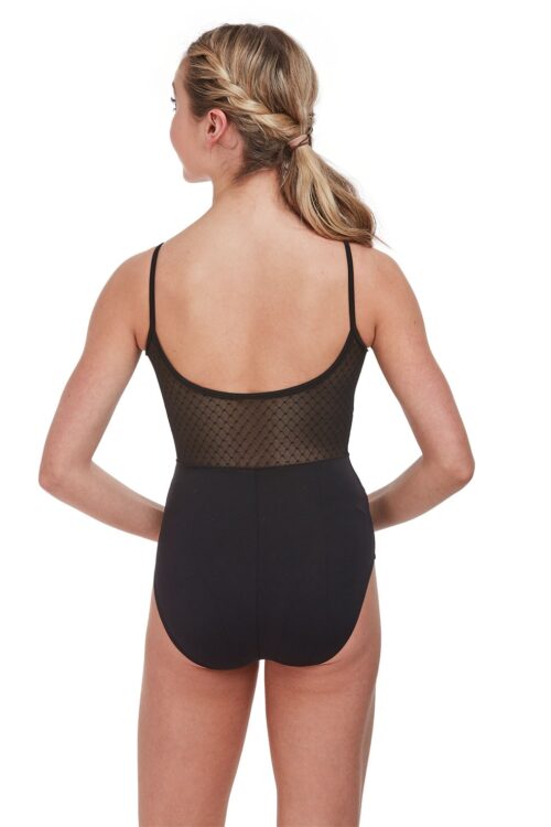 Dot Mesh Overlay Camisole Leotard