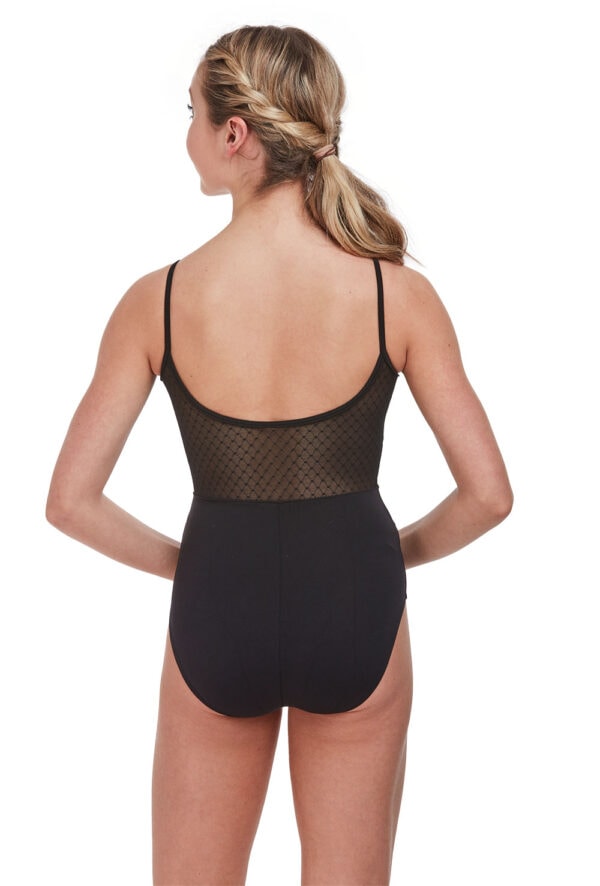 Dot Mesh Overlay Camisole Leotard