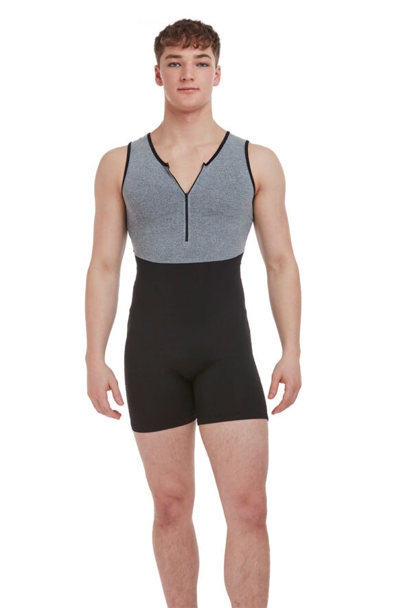 rde-1900me-front Men's Two Tone Zip Front Unitard