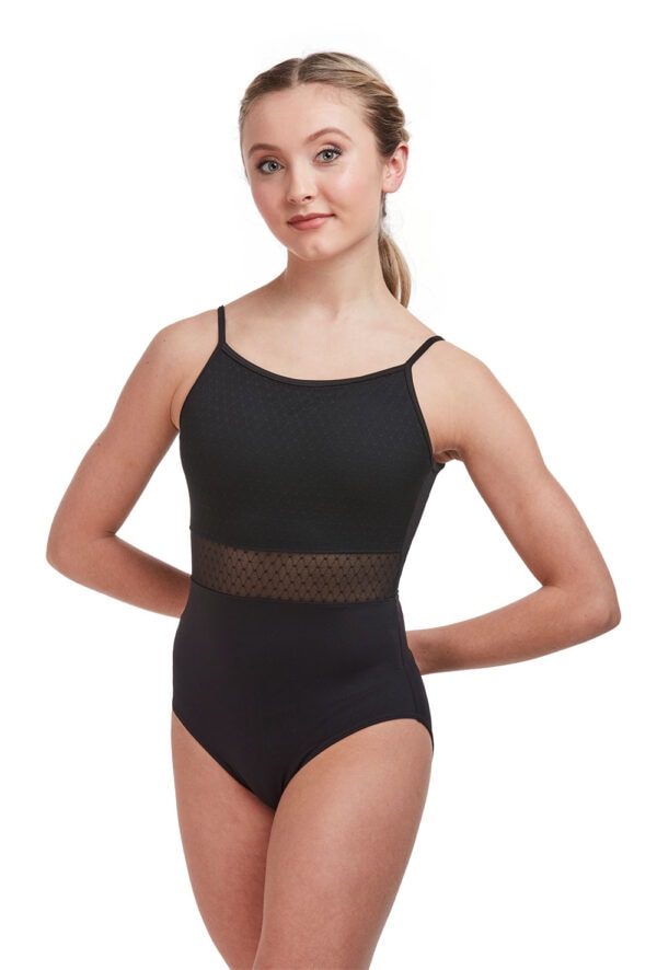 Dot Mesh Overlay Camisole Leotard