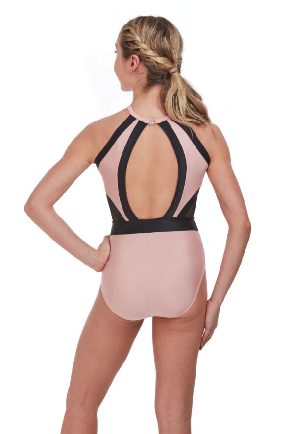 Mesh Side Insert Halter Leotard