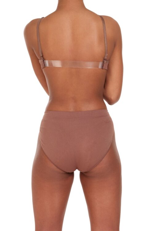 silky clear back bra dark nude