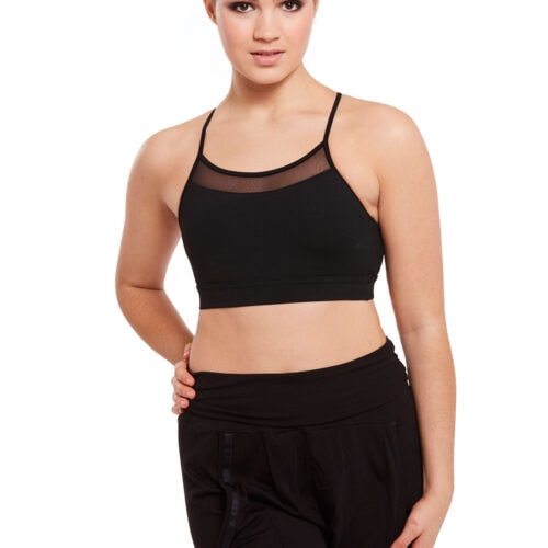 Embroidered Mesh Back Crop Top