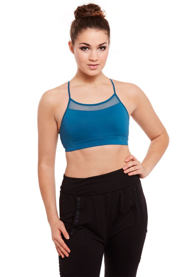 Embroidered Mesh Back Crop Top