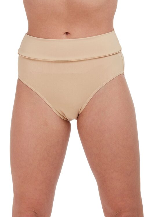 r3504-sand-front High Waistband Dance Brief with Regular Leg Line