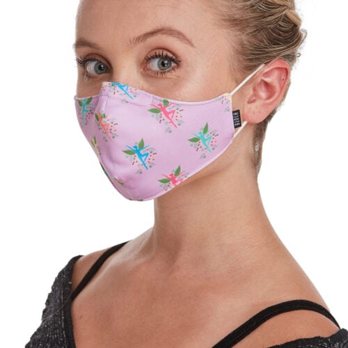Children's Fairy Print Soft Stretch Mask with Neck Lanyard