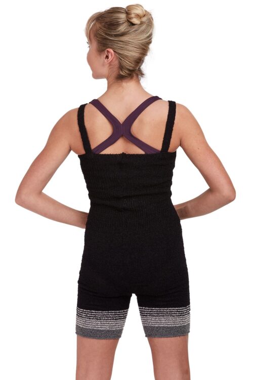 Bouclé Knit Short Romper with Stripes