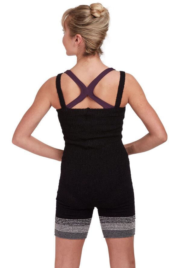 4125-back Bouclé Knit Short Romper with Stripes