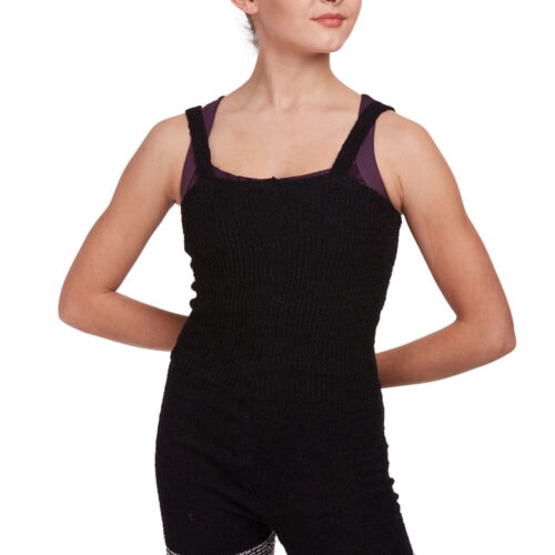 Bouclé Knit Short Romper with Stripes