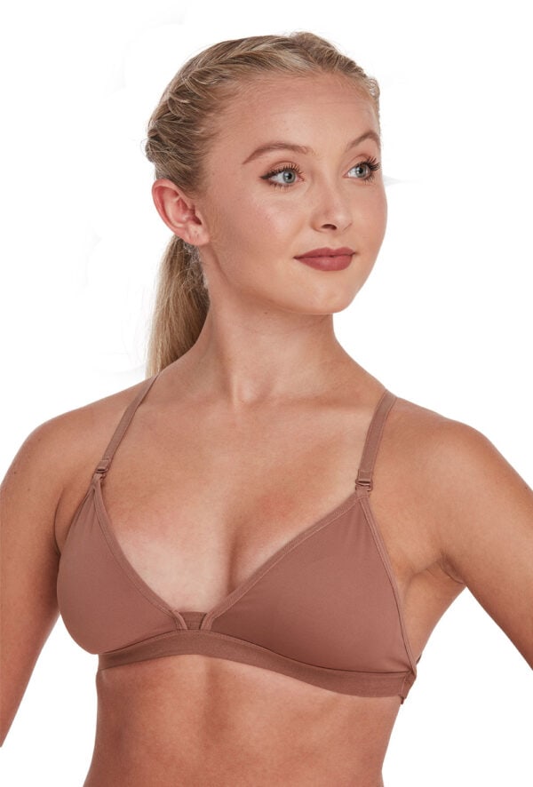 bra-mocca-front Plunge Neck Clear Back Bra