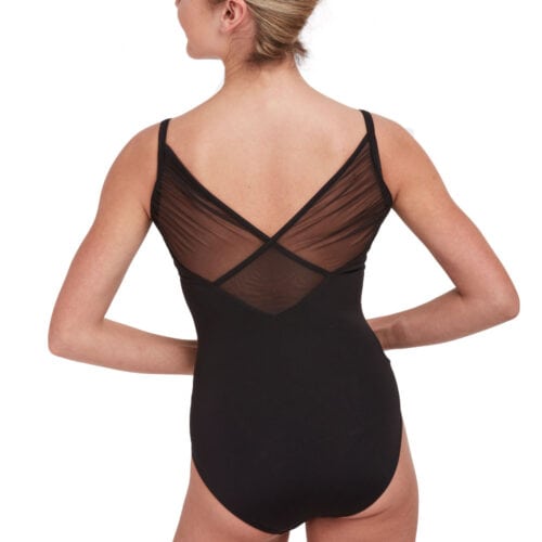 Gathered Mesh Back Camisole Leotard