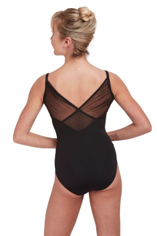m2173lm-back Gathered Mesh Back Camisole Leotard