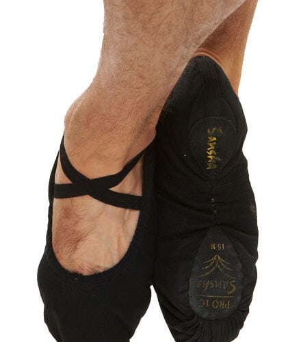Black canvas ballet shoes
