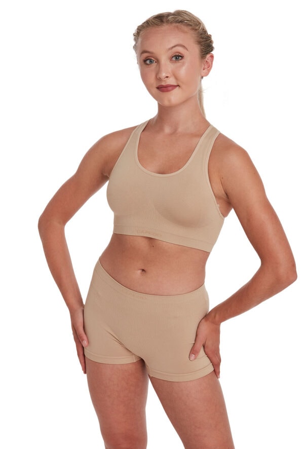 racer-bra-nude-front Racerback Sports Bra
