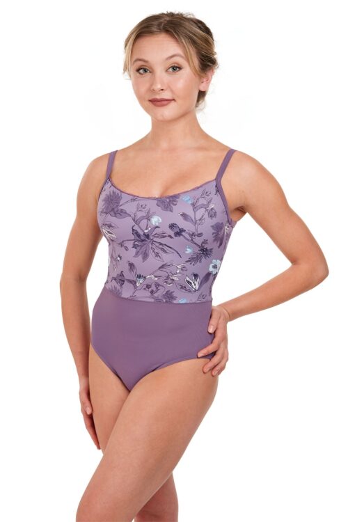 m4038lm-orchid-front Jasmine Print Camisole Leotard