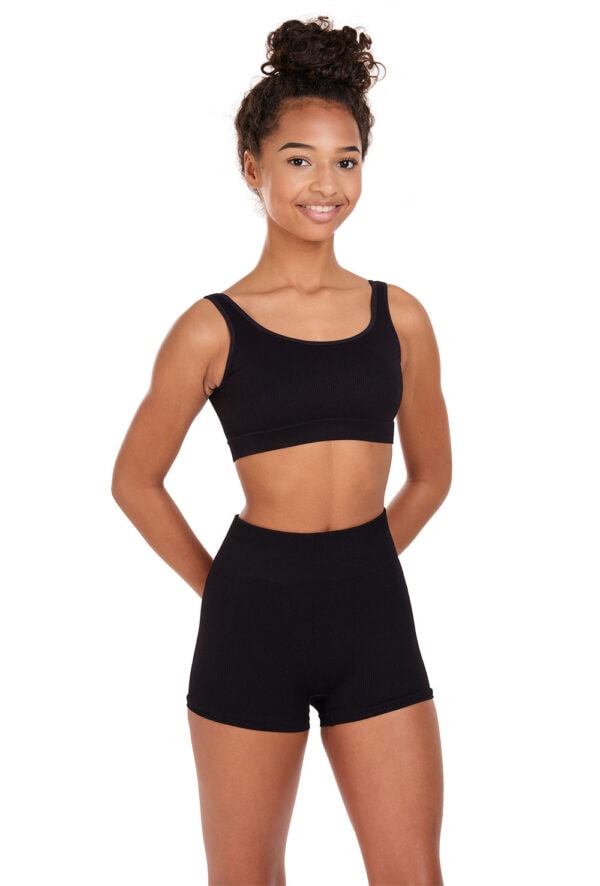 11378W-blk-set Seamless Rib Bra Top
