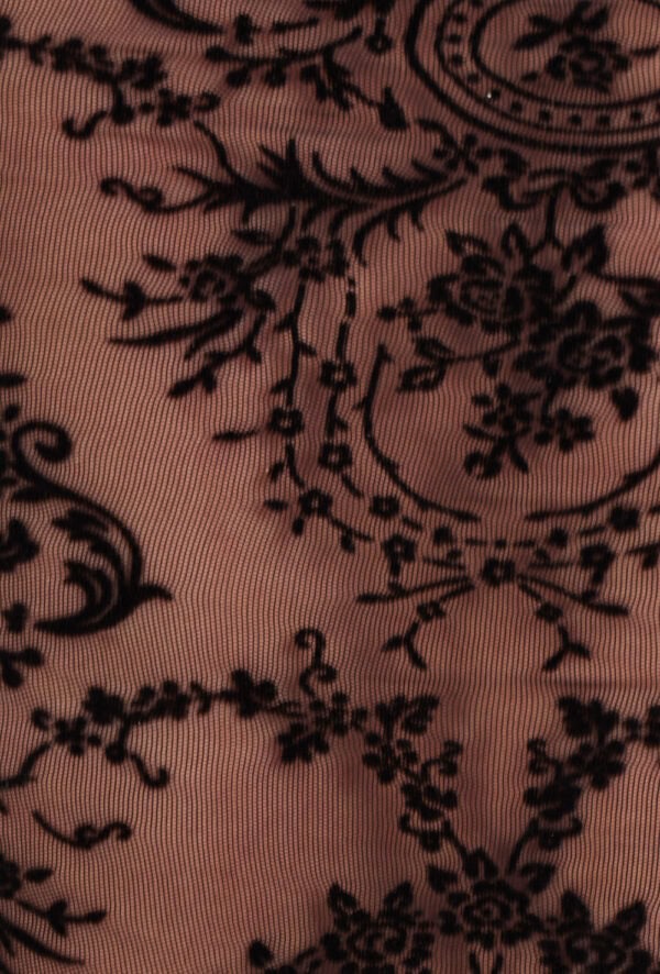 Mernila 3/4 Sleeve Flocked Mesh Leotard