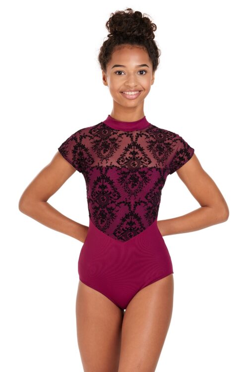Mernilacrem Cap Sleeve Mesh Leotard