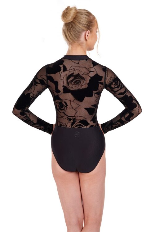 Felicite - Long Sleeve Zipped Leotard with Floral Tulle