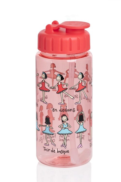 Ballet Print Water Bottle with Straw