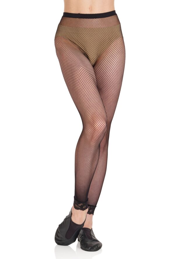 fishnet-with-lace-2 Value Footless Fishnet Tights with Lace Trim