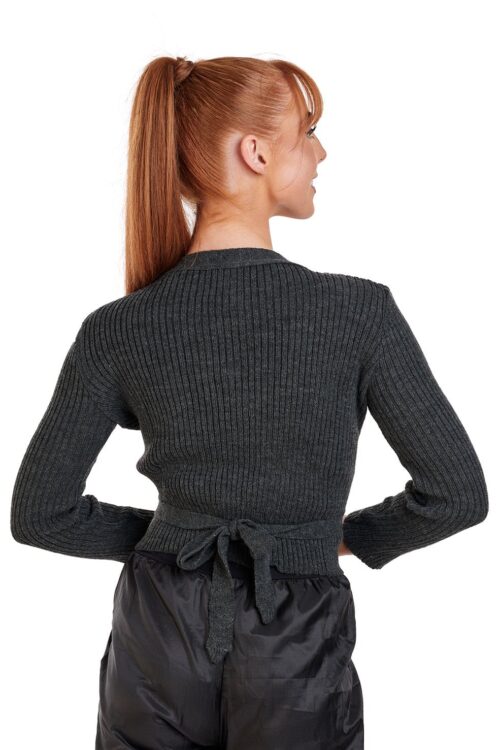 Ribbed Crossover Cardigan