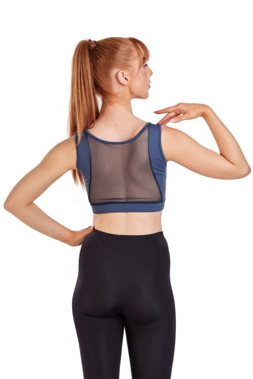 Zip Front Crop Top with Mesh Back